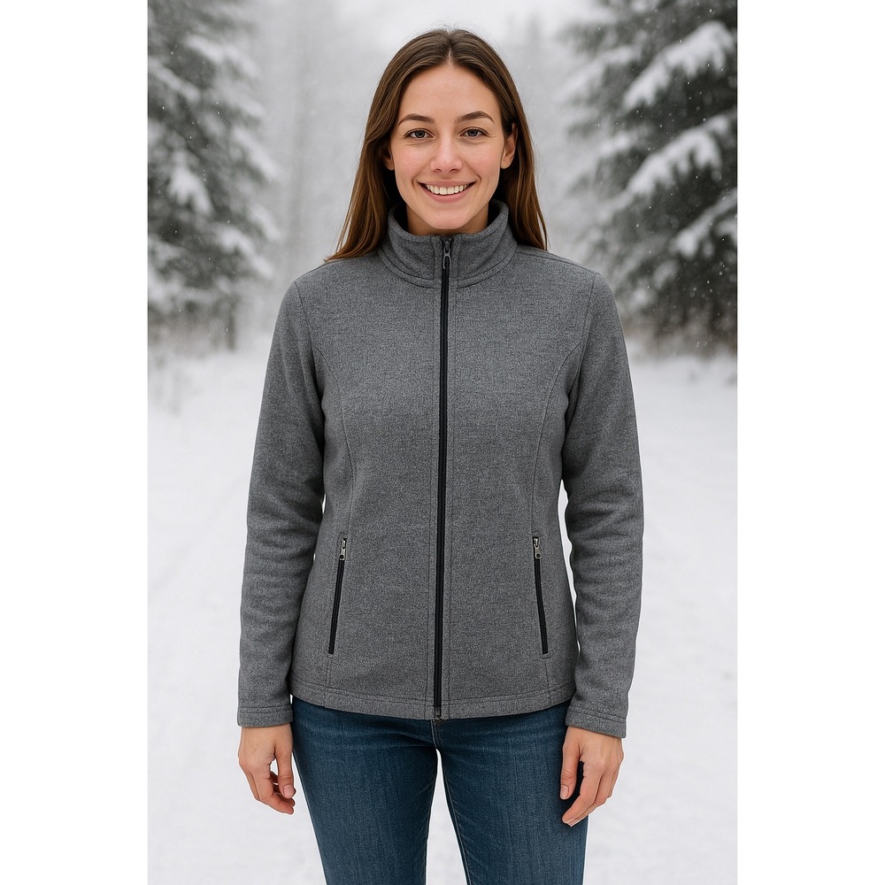 Spyder Full Zip Fleece‎ Jacket Womens Large Gray Soft Warm Outdoor Layering